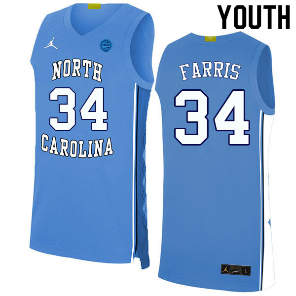 Youth #34 Duwe Farris North Carolina Tar Heels College Basketball Jerseys Sale-Blue
